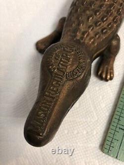 Antique Bronze Advertising Alligator Covered Match Box Mason Regulator Co Boston