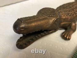 Antique Bronze Advertising Alligator Covered Match Box Mason Regulator Co Boston