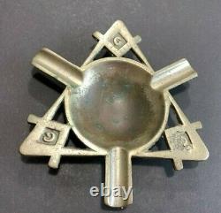 Antique Freemason Masonic Ashtray G Compass Triangle Cast Metal
