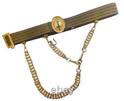 Antique Knights Templar Belt with Sword Hanger Chains Freemason Masonic Belt