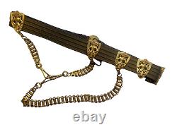Antique Knights Templar Belt with Sword Hanger Chains Freemason Masonic Belt