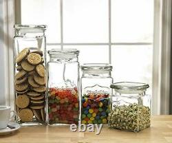 Antique Mason Jar Glass Canisters With Lids Kitchen Glassware Food Set Of 4 New