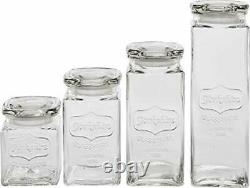 Antique Mason Jar Glass Canisters With Lids Kitchen Glassware Food Set Of 4 New