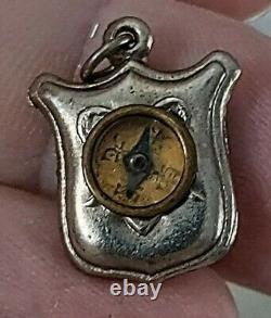 Antique Mason Related Mini Compass Pendant Silver Metal Heart Love Charm