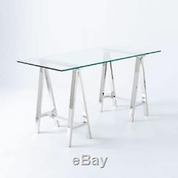 Architect's Desk Mason Glass Top Desk Saw Horse Base