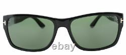 Authentic Tom Ford TF 445 Mason 01N Black Rectangle Sunglasses Green Lens