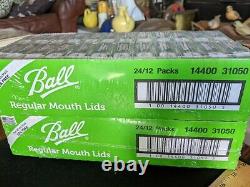 BALL REGULAR MOUTH MASON CANNING JAR LIDS 2 full cases, 48 packs of 12 =576 lids