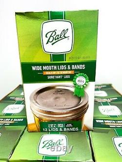 Ball Wide Mouth Lids and Rings Band Mason Jar Canning 1 CASE 12 Boxes 144 Total