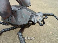 Beetle in Flight Handmade Steampunk Metal Insect Sculpture