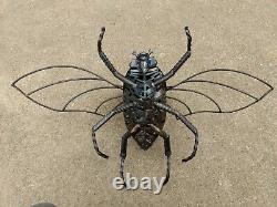 Beetle in Flight Handmade Steampunk Metal Insect Sculpture