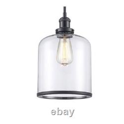 Bel Air Lighting Dorina 1-Light Black Mason Jar Hanging Kitchen Pendant Light