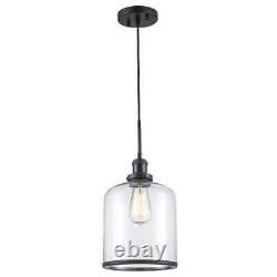 Bel Air Lighting Dorina 1-Light Black Mason Jar Hanging Mini Kitchen Pendant