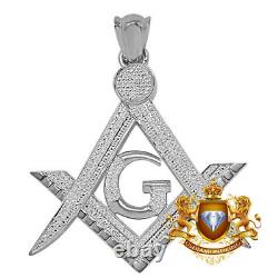 Big XL 2.5'' Real Genuine Diamond Masonic Freemason Pendent 10K Gold Over Charm