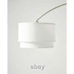 Brightech Mason Arc Floor Lamp with Hanging Drum Shade & LED Light Bulb, Nickel