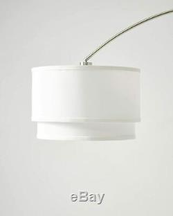 Brightech Mason Arc Floor Lamp with Unique Hanging Drum Shade, Nickel