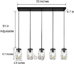 Ceiling Light Fixture 5-Light Glass Mason Jar Light Flush Mount Light Kitchen Is