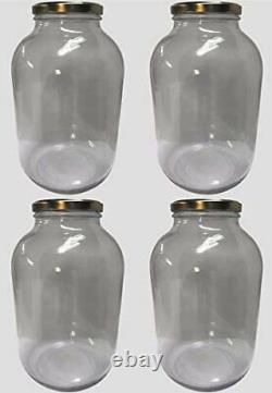 Clearview Container Wide Mouth Glass Jug Mason Jar with Gold Cap Metal Lug