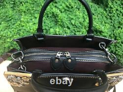 Coach Mason Carryall With Metal Tea Rose Black Leather Nwt $795 Rare Find