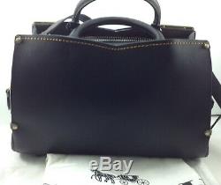 Coach Metal Tea Rose Mason Carryall 38716 Black Leather Satchel Handbag NWT