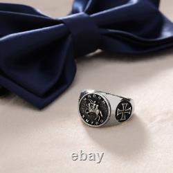 Cross Embossed Masonic Ring with a Motto Free Mason Ring Freemasonry Jewelry