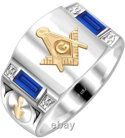 Custom 925 Sterling Silver & 10k Gold Men's Master Mason Solid Back Masonic Ring