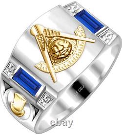 Customizable 0.925 Sterling Silver & 14k Gold Masonic Freemason Past Master Ring