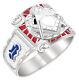 Customizable Men's 0.925 Sterling Silver Or Vermeil Blue Lodge Master Mason Ring