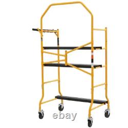D Scaffold Work Platform with Safety Rail Tool Tray 900Lb 4.2ft x 6.3ft x 2.6 ft