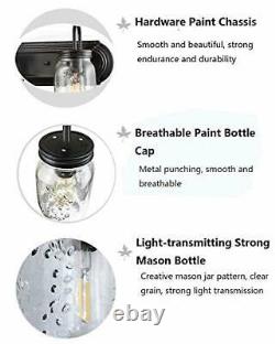 EUL DB3046 Clear Industrial Mason Jar Bathroom Vanity Glass Wall Sconces Oil