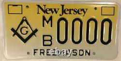 FREEMASON FREE MASTER MASON NJ license plate Masonry Lodge New Jersey
