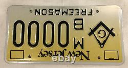 FREEMASON FREE MASTER MASON NJ license plate Masonry Lodge New Jersey