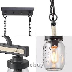 Farmhouse Chandeliers for Dining Room, 4-Light Rustic Mason Jar Lights for Kitch