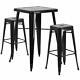 Flash Furniture 23.75 Black Metal Bar Table Set With 2 Backless Stools New