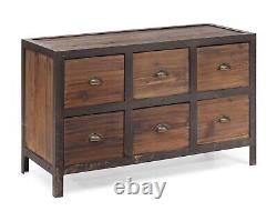 Fort mason 6 drawer dresser entry way table solid wood and metal distressed