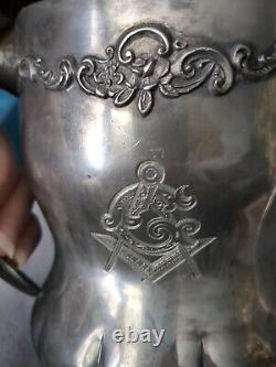 Free Mason Three Handle Silver Plated Friendship Cup Unique Piece