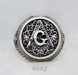 Free mason third eye Masonic 925 Sterling Silver religious Men's Biker Ring