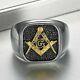 Freemason Masonic Lodge Two Tone Ring Highly Polished In 935-men's Collection