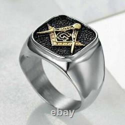 Freemason Masonic Lodge Two Tone Ring Highly Polished In 935-Men's Collection