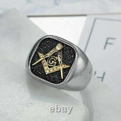 Freemason Masonic Lodge Two Tone Ring Highly Polished In 935-Men's Collection