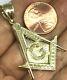 Gold Freemason Masonic Mason G Pendant 10k Charm Necklace Solid Real 1.75