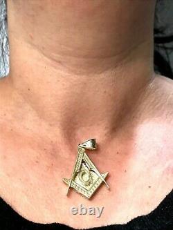 GOLD Freemason Masonic Mason G pendant 10k charm necklace solid real 1.75