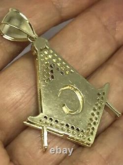 GOLD Freemason Masonic Mason G pendant 10k charm necklace solid real 1.75