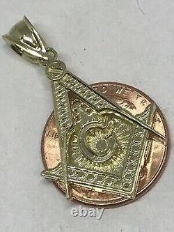 GOLD Freemason Masonic Mason G pendant 10k yellow charm necklac solid real 1.30