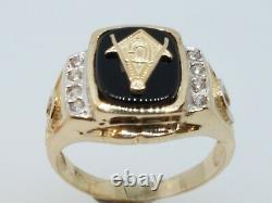 GOLD Mens freeMason Masonic Mason onyx ring 14k solid real yellow 10 8 9 11 12