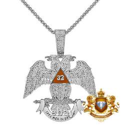 Genuine Diamond Scottish Rite 32nd Degree Masonic Eagle Freemason Pendent Charm