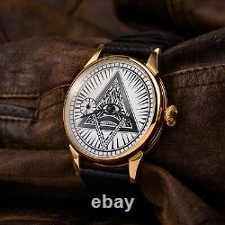 Gold Mason Molnija USSR soviet watch russian vintage pocket watch on wrist