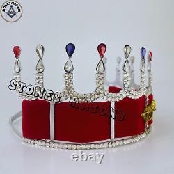 HOJ Crown, Masonic Heroines Of Jericho Crown in Silver Tone red ribbon Free case