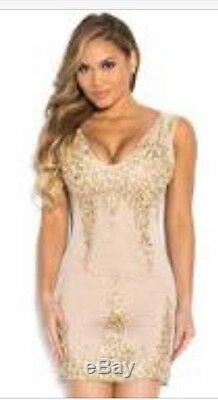 Holt Miami Dress Abee Nude In Gold Dress NEw No Tags Size Medium $379