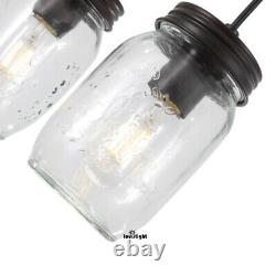 Industrial Mason Jar Glass Chandelier Pendant Light Fixture Kitchen Island Lamp