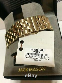 JACK MASON Men's 42mm Aviation Three-Hand Bracelet Watch JM-A101-321 New